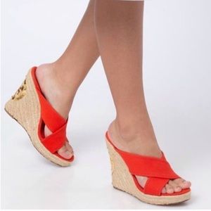 Tory Burch Red Espadrille slide wedges